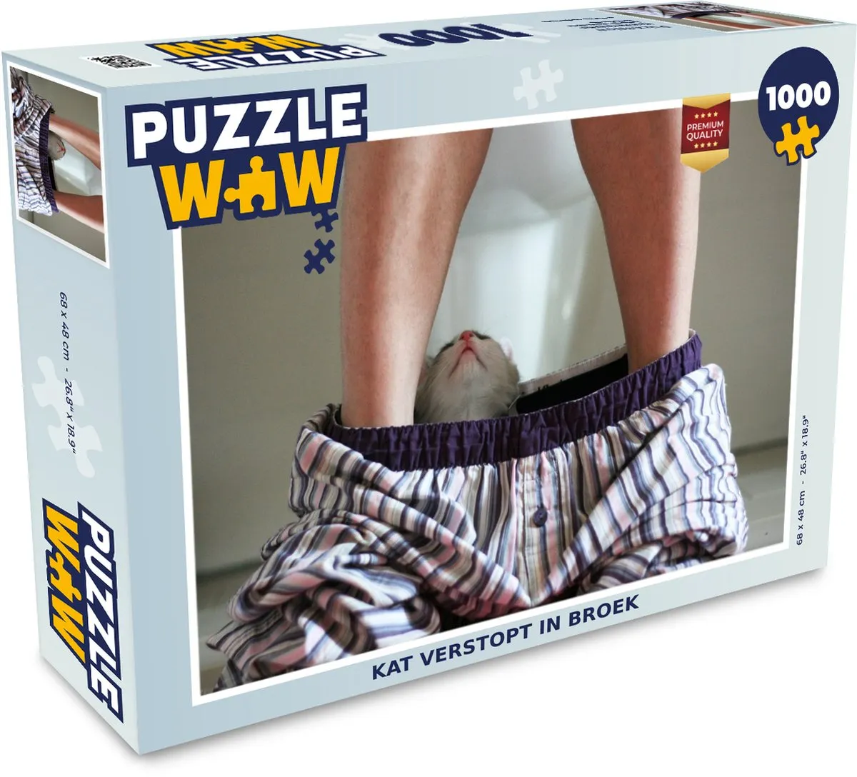 PuzzleWow Kat Broek Toilet Legpuzzel 1000 Stuks - Multicolor