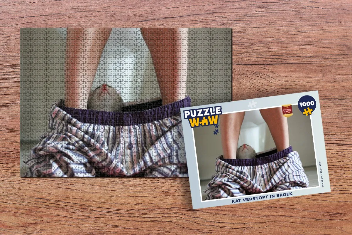 PuzzleWow Kat Broek Toilet Legpuzzel 1000 Stuks - Multicolor