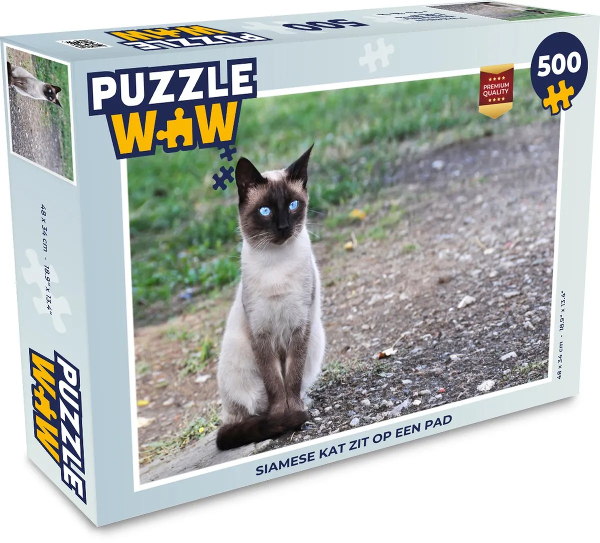 PuzzleWow Siamese Kat Legpuzzel 500 Stuks - Multicolor