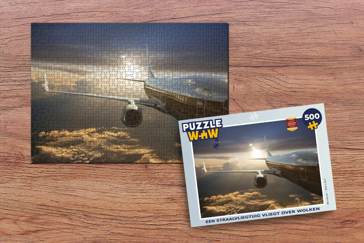 PuzzleWow Legpuzzel Straalvliegtuig Wolken 500 Stuks