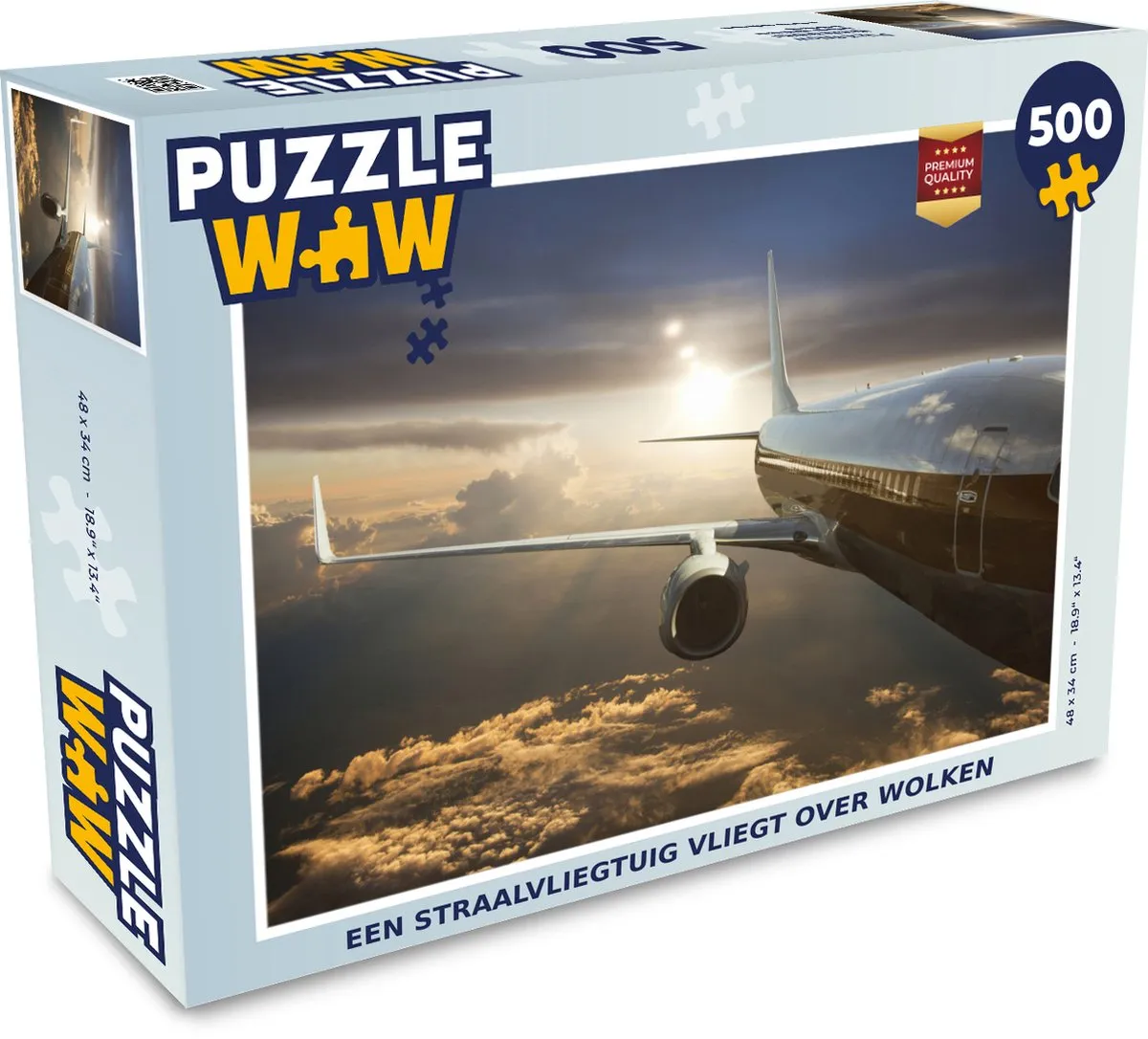 PuzzleWow Legpuzzel Straalvliegtuig Wolken 500 Stuks - Multicolor