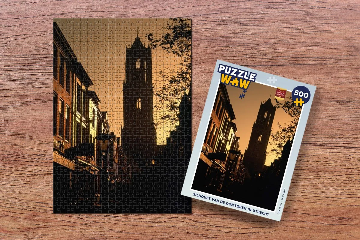 PuzzleWow Utrecht Toren Silhouette Legpuzzel 500 Stuks - Multicolor