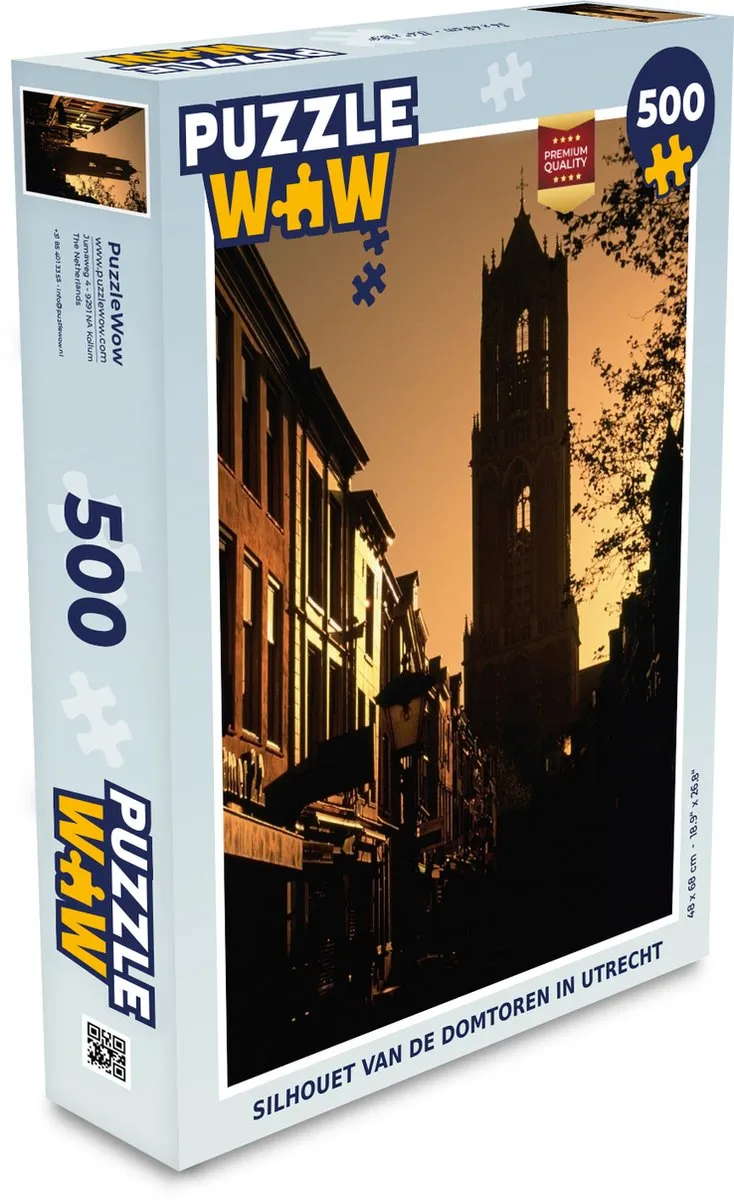 PuzzleWow Utrecht Toren Silhouette Legpuzzel 500 Stuks - Multicolor