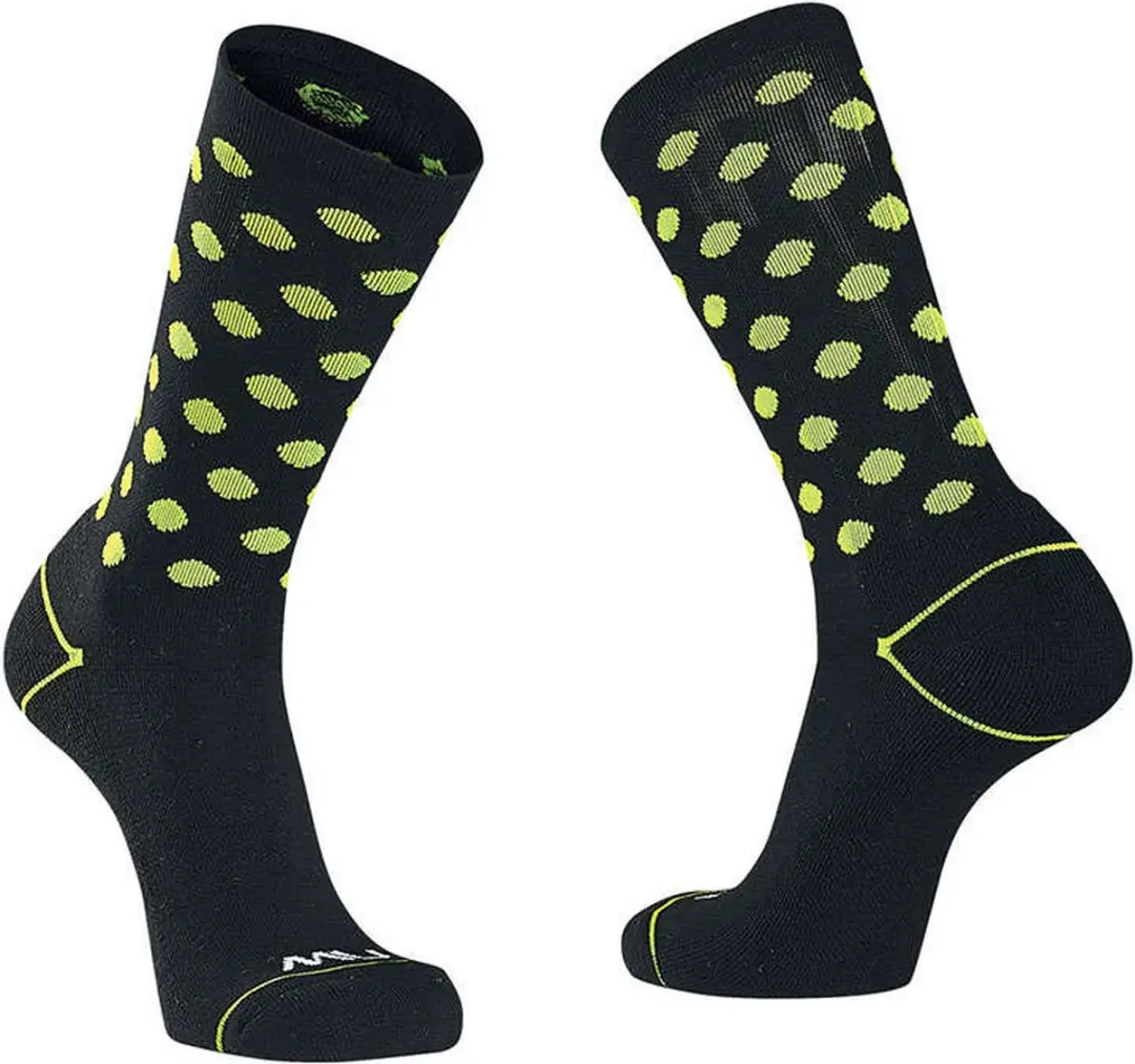 NORTHWAVE CORE FIETSSOKKEN MERINO ZWART/FLUO GEEL 44/47