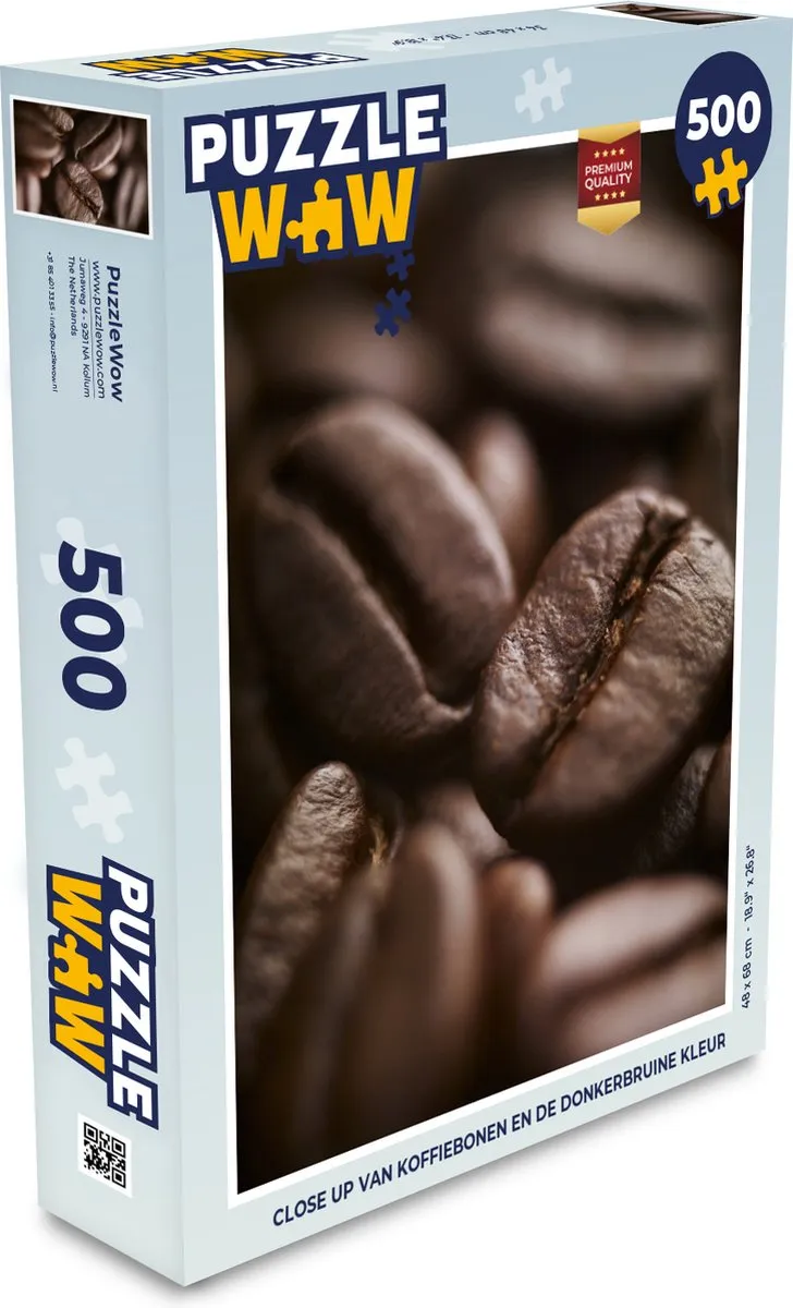 PuzzleWow Legpuzzel Close Up Koffiebonen 500 Stuks