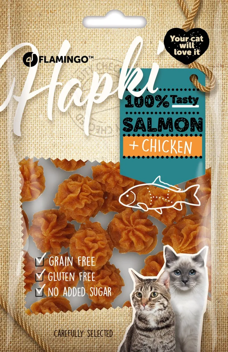 Flamingo Hapki Cake Katten Snack - Zalm & Kip