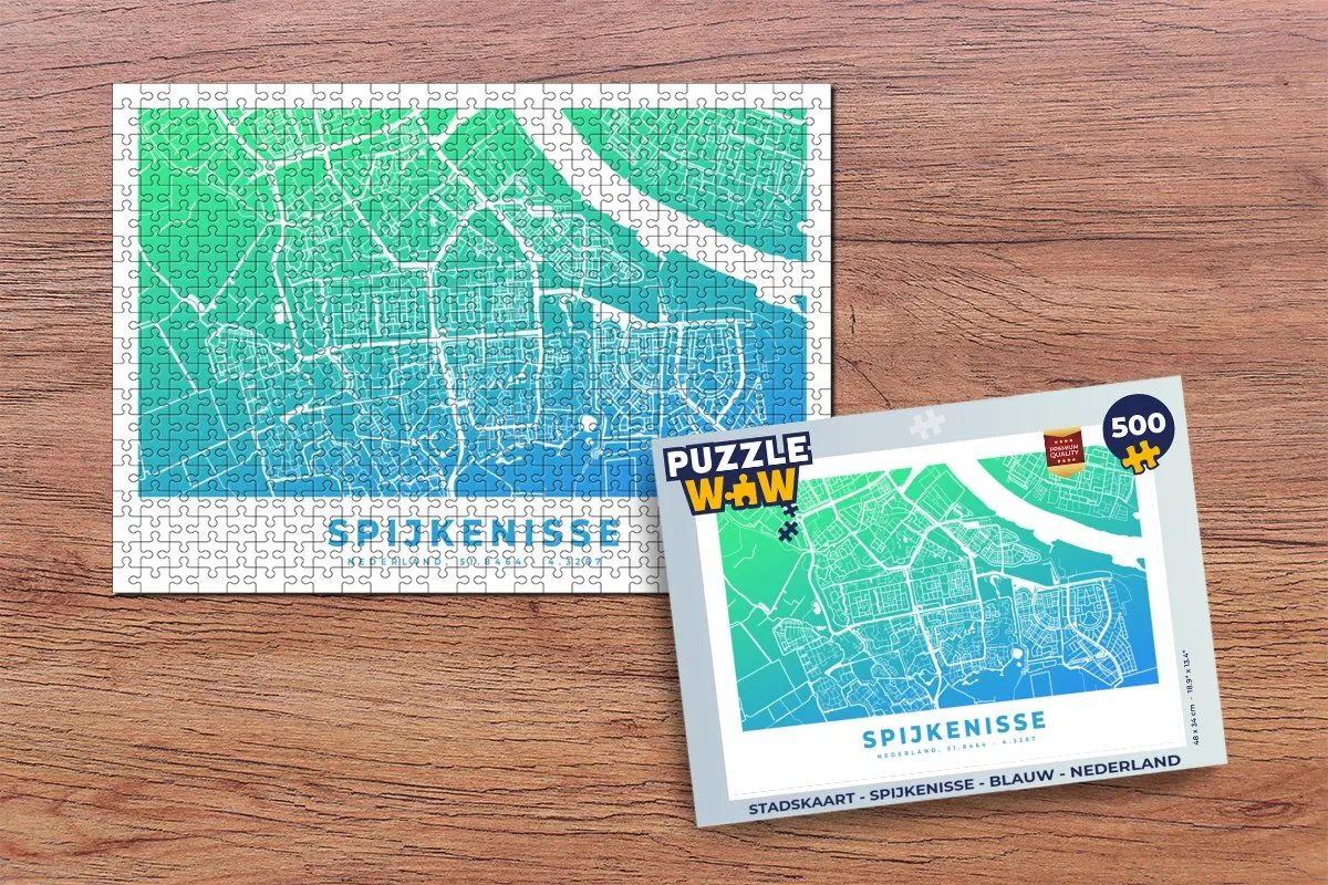 PuzzleWow Stadskaart Spijkenisse Legpuzzel 500 Stuks - Multicolor