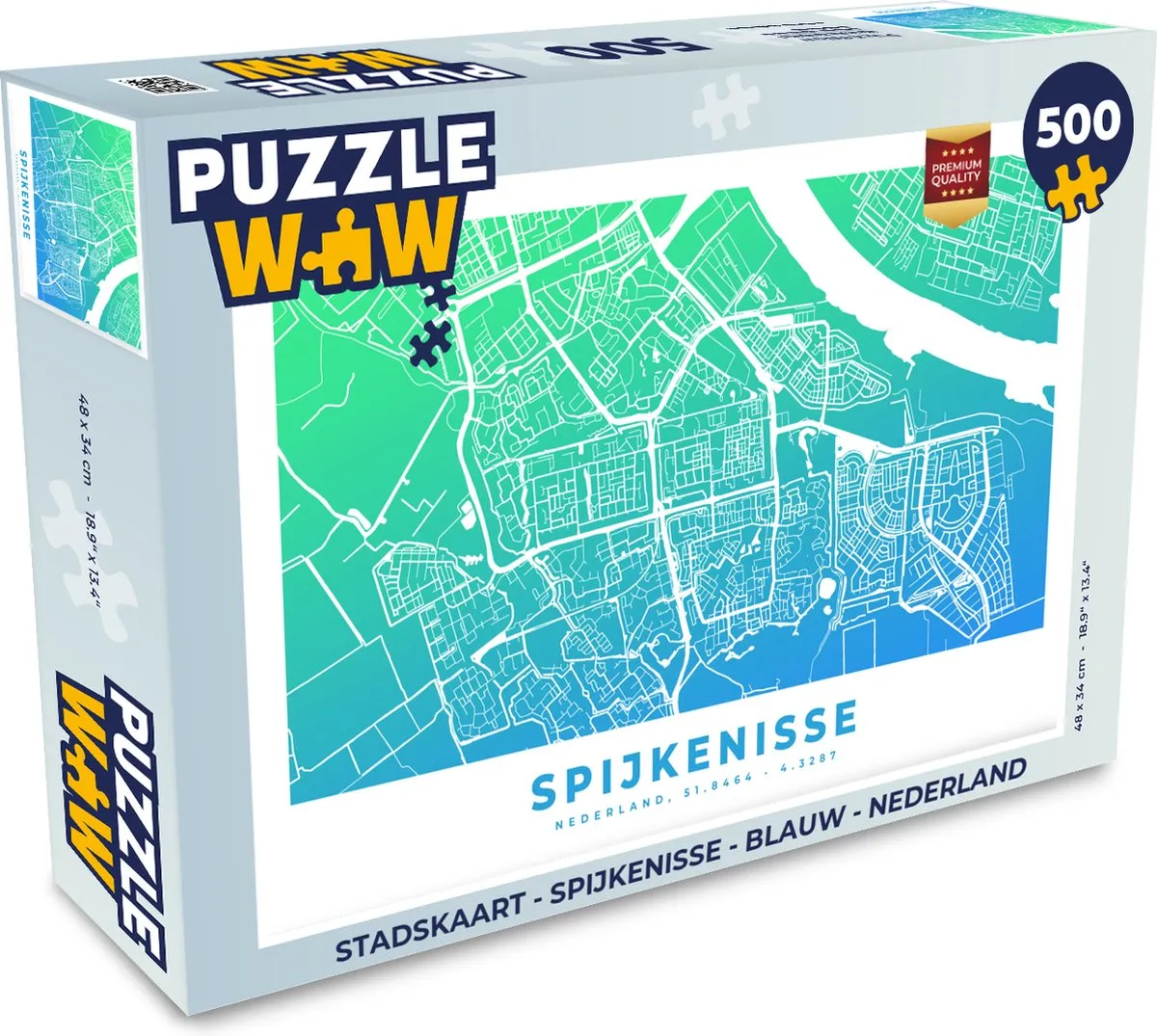 PuzzleWow Stadskaart Spijkenisse Legpuzzel 500 Stuks