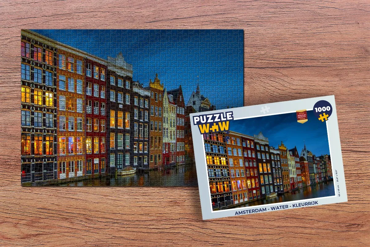 PuzzleWow Amsterdam Water Legpuzzel 1000 Stuks - Multicolor