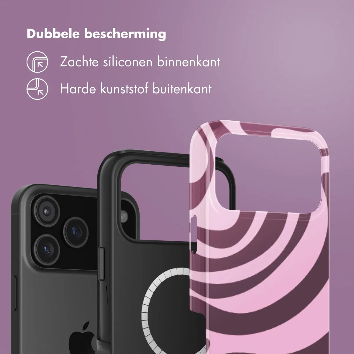 Selencia iPhone 17 Pro MagSafe Hoesje - Wavy Swirl Pink Plum