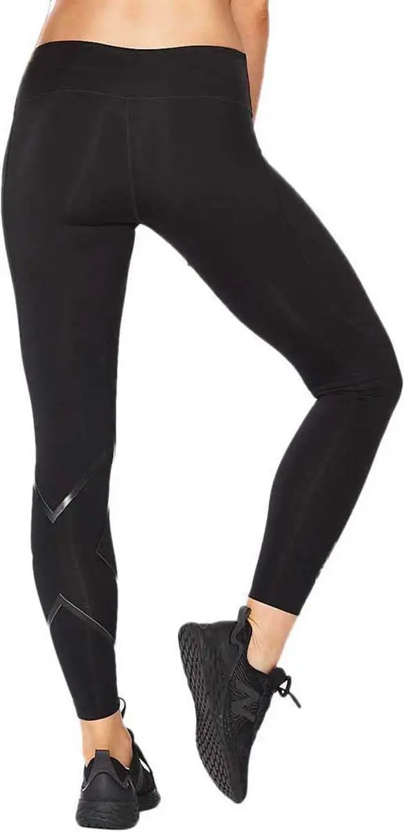 2XU Ignition Mid-Rise Compressie Tights Dames - Zwart/Grijs - afbeelding 2 van 6