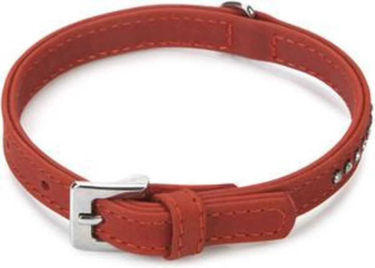 Beeztees Leren Halsband Buffalo Strass - Rood - XS