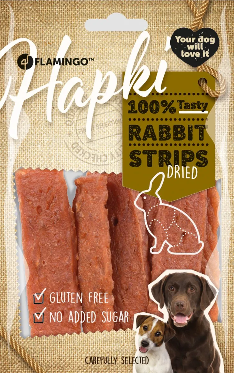 Flamingo Hapki Snack Honden Rabbit Strips 85g