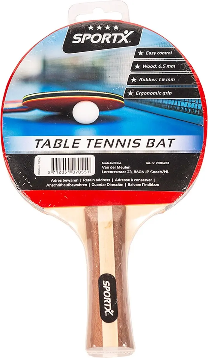 SportX 4 Sterren Tafeltennisbat Hout/Rubber