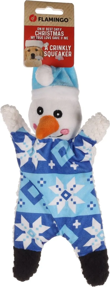 Flamingo Rusto Speelgoed Honden Kerstman - Blauw 18x7,5x36cm