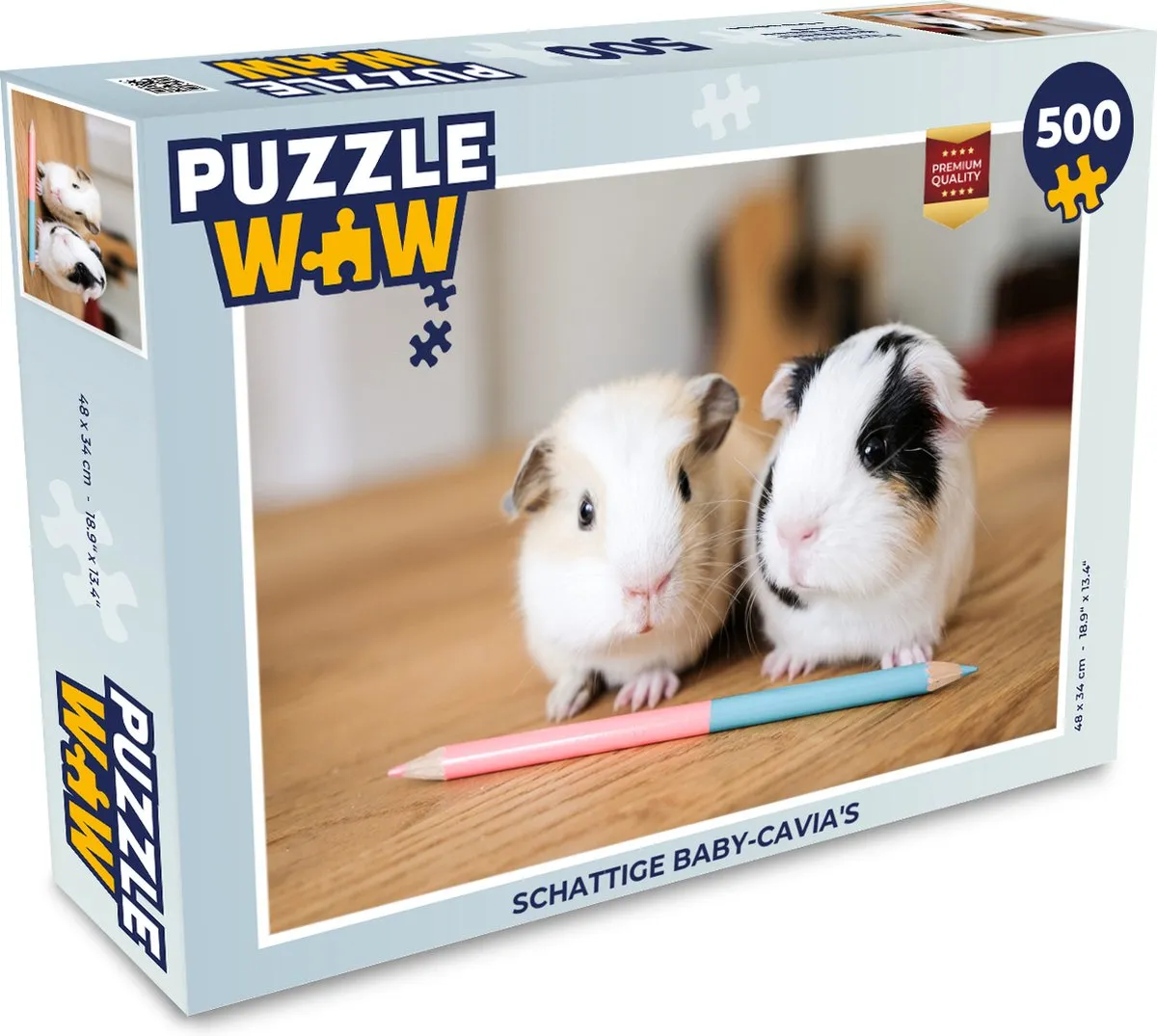 PuzzleWow Legpuzzel Schattige Baby-Cavia's 500 Stuks - Multicolor