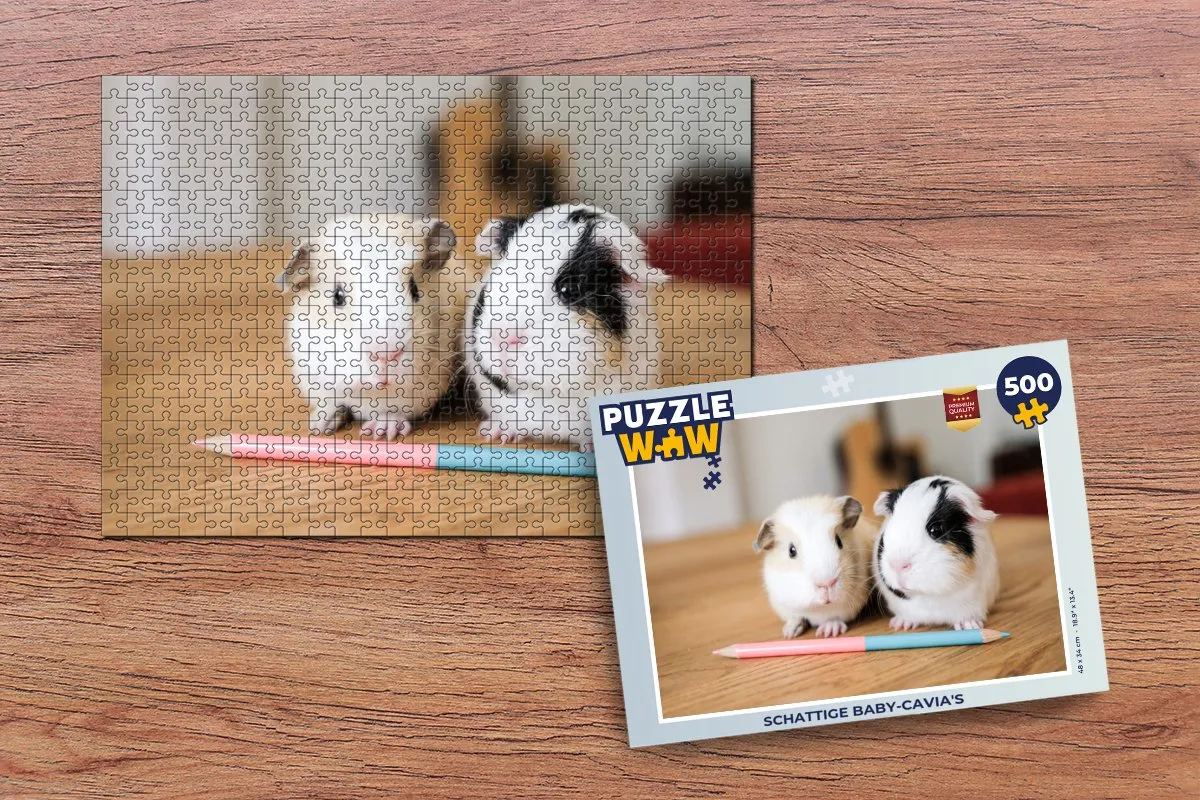 PuzzleWow Legpuzzel Schattige Baby-Cavia's 500 Stuks - Multicolor
