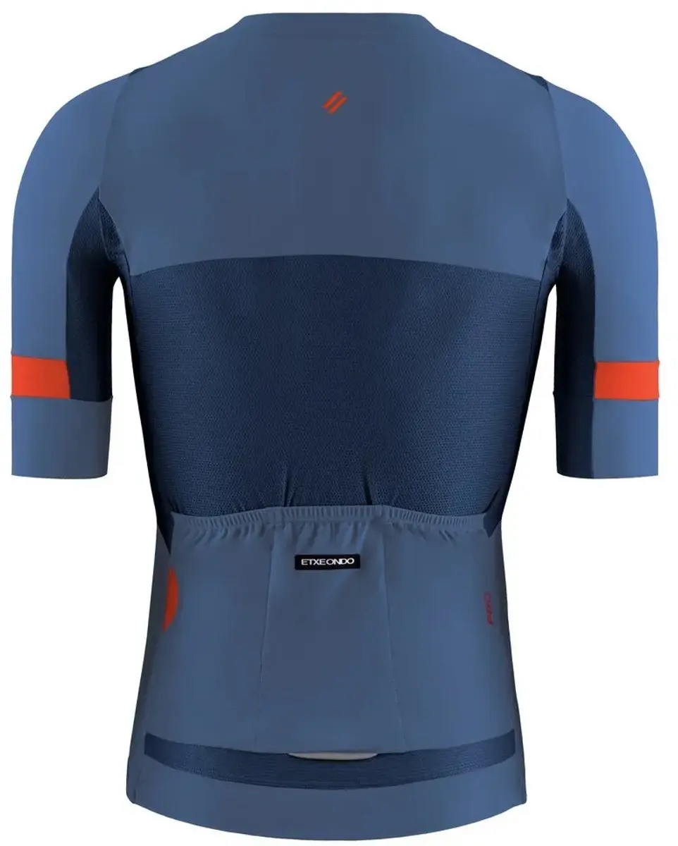 Etxeondo Mendi Korte Mouw Wielertrui - Blauw/Oranje - M - afbeelding 2 van 3