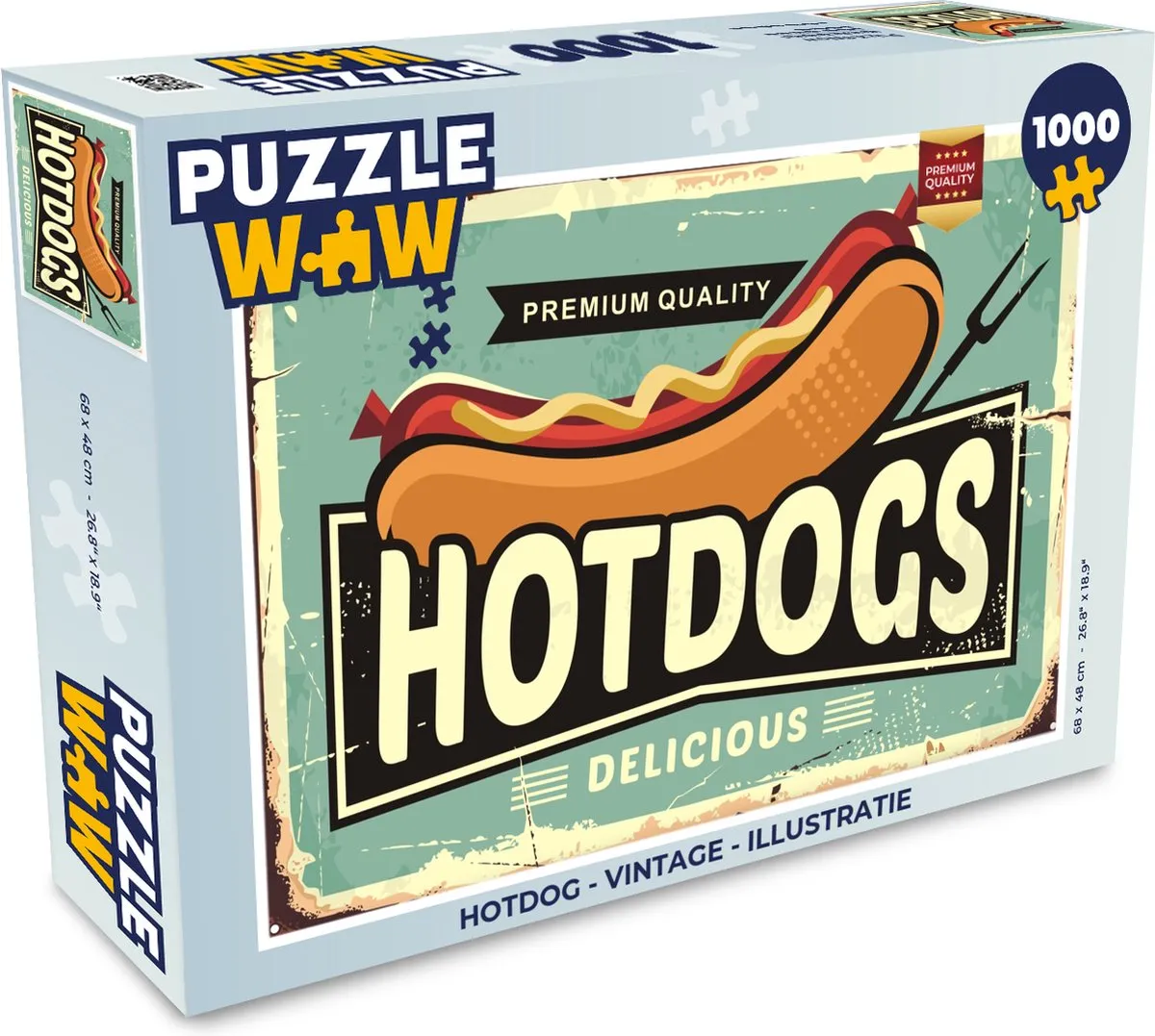 PuzzleWow Hotdog Vintage Legpuzzel 1000 Stuks