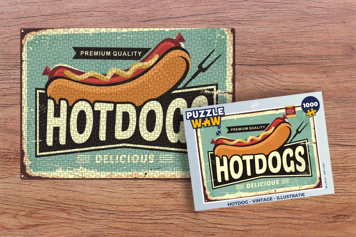 PuzzleWow Hotdog Vintage Legpuzzel 1000 Stuks - Multicolor