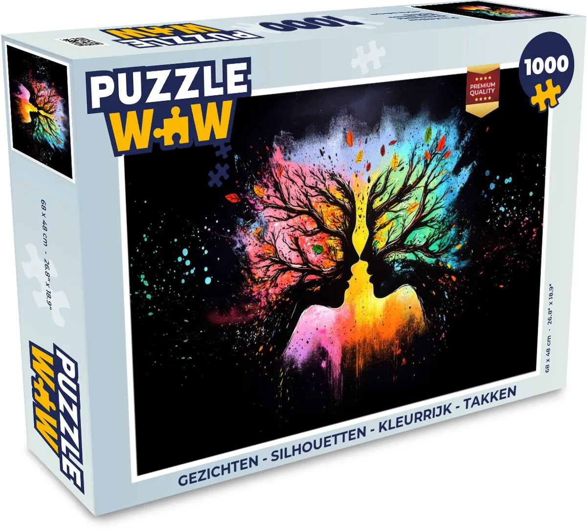 PuzzleWow Gezichten & Silhouetten Legpuzzel 1000 Stuks - Kleurrijk