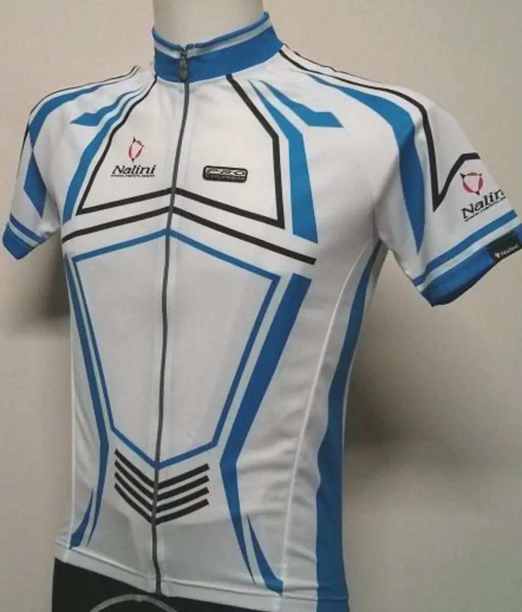 Nalini Sculptor fietsshirt korte mouwen wit blauw