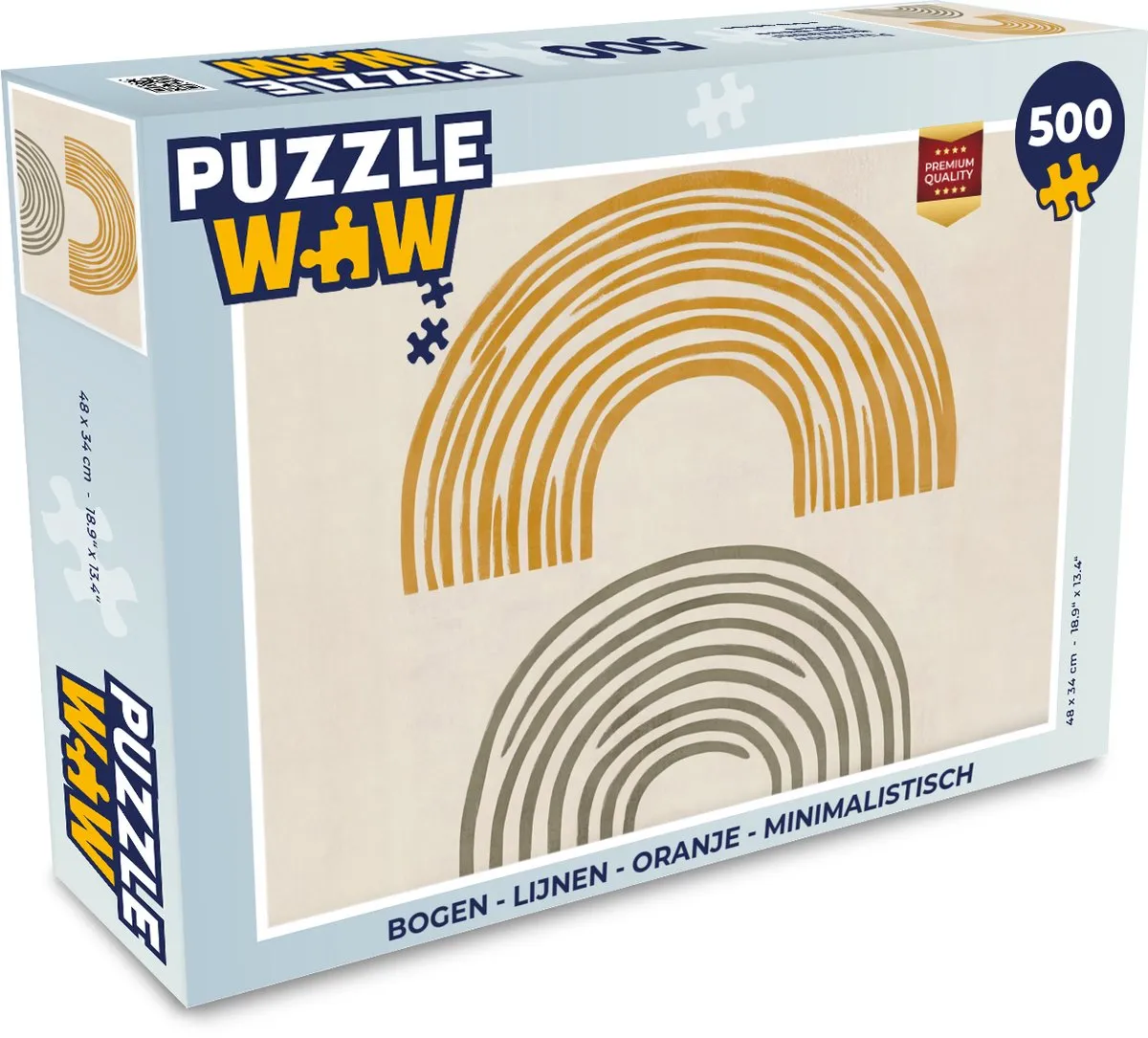 PuzzleWow Bogen Lijnen Minimalistisch Puzzel 500 Stuks