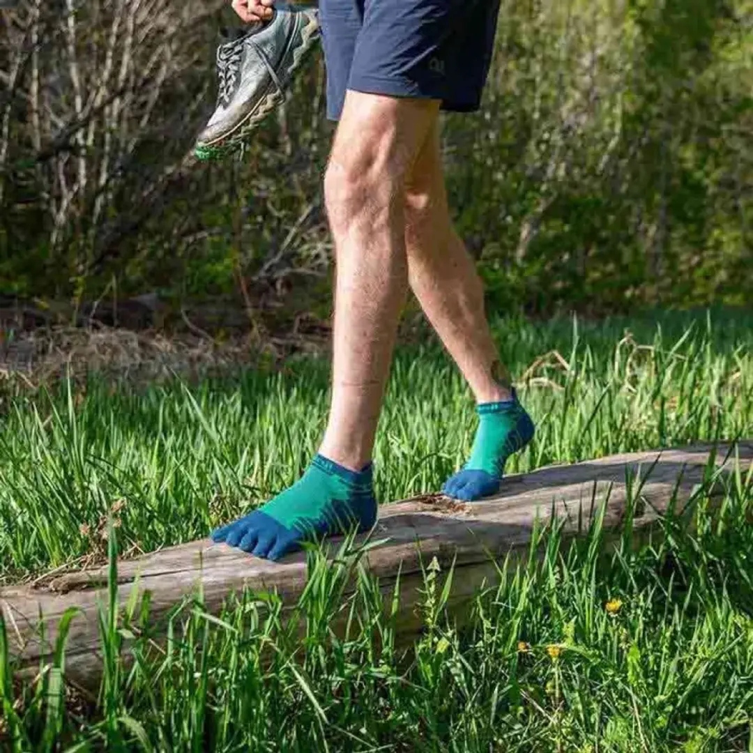 Injinji Ultra Run No-Show Teensokken - Diep blauw/Groen - afbeelding 5 van 6