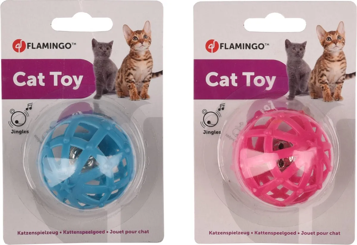 Flamingo Afke Speelgoed Kat Ps Bal Afke + Bel 5,1cm - Assortiment