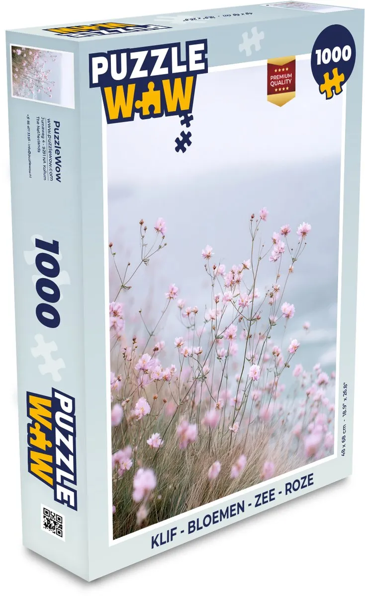 PuzzleWow Legpuzzel Klif Bloemen Zee 1000 Stuks - Roze
