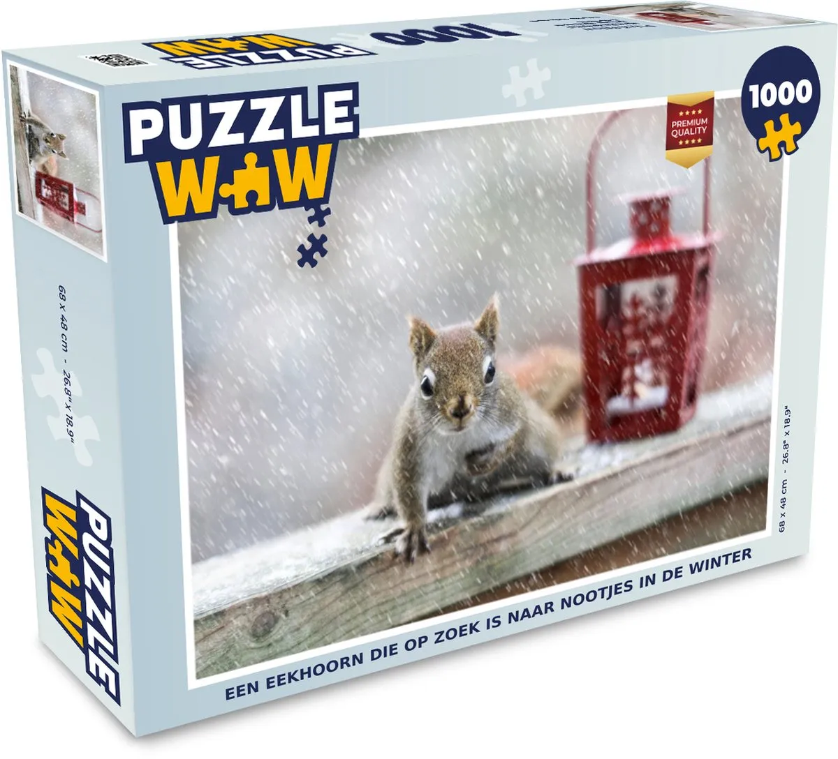 PuzzleWow Eekhoorn Lantaarn Sneeuwvlok Winter Legpuzzel 1000 Stuks
