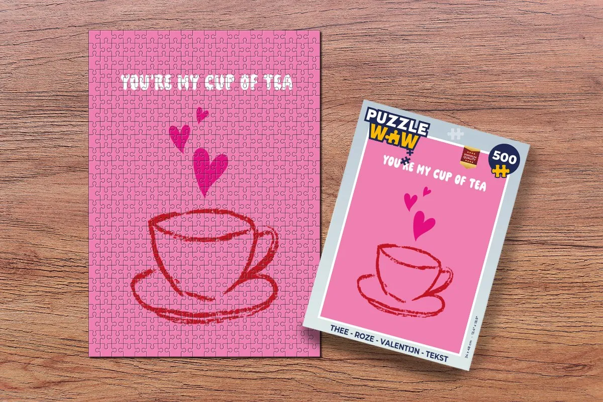 PuzzleWow Valentijn Thee Legpuzzel 500 Stuks - Roze
