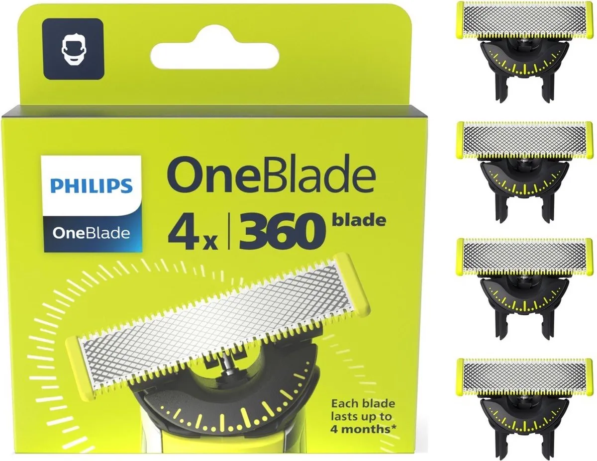 Philips OneBlade 360 Blade - Vervangmesjes - Scheermesjes - 4 stuks - QP440/50