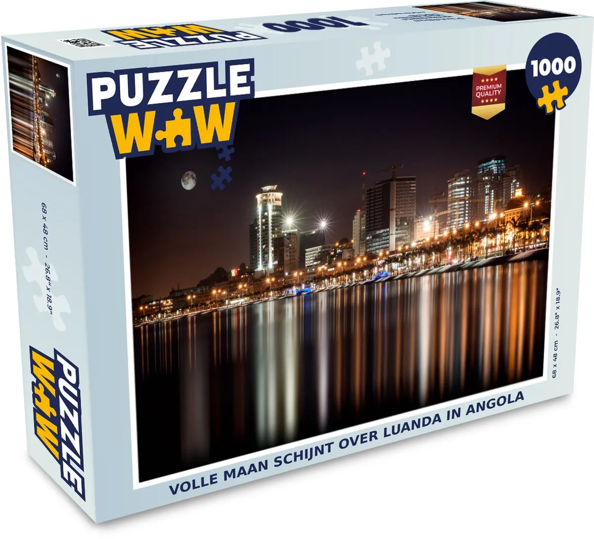 PuzzleWow Volle Maan Schijnt Over Luanda Legpuzzel 1000 Stuks