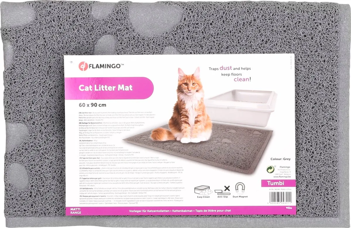 Flamingo Kattenbakmat RH 60x90cm - Grijs