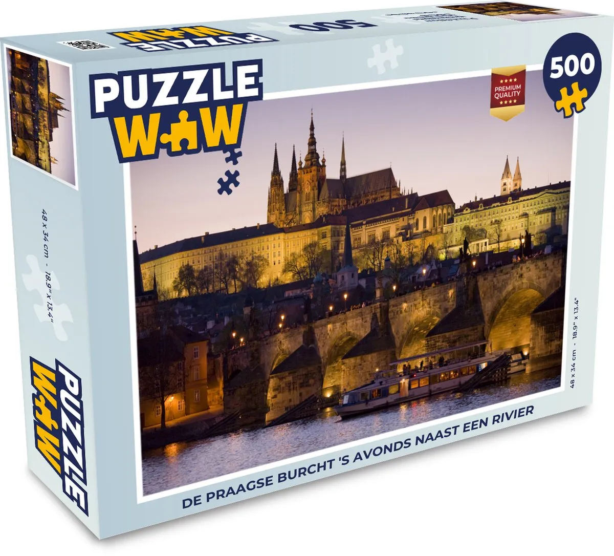 PuzzleWow Praagse Burcht Rivier Avond Legpuzzel 500 Stuks - Multicolor