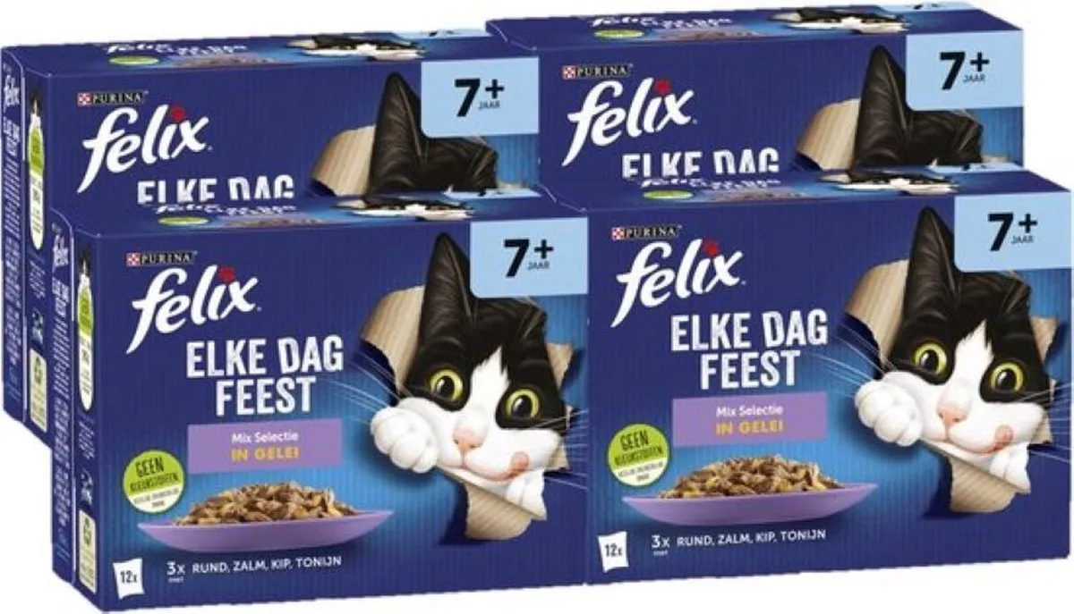 Felix Elke Dag Feest Mix Selectie Gelei Senior Kattenvoer
