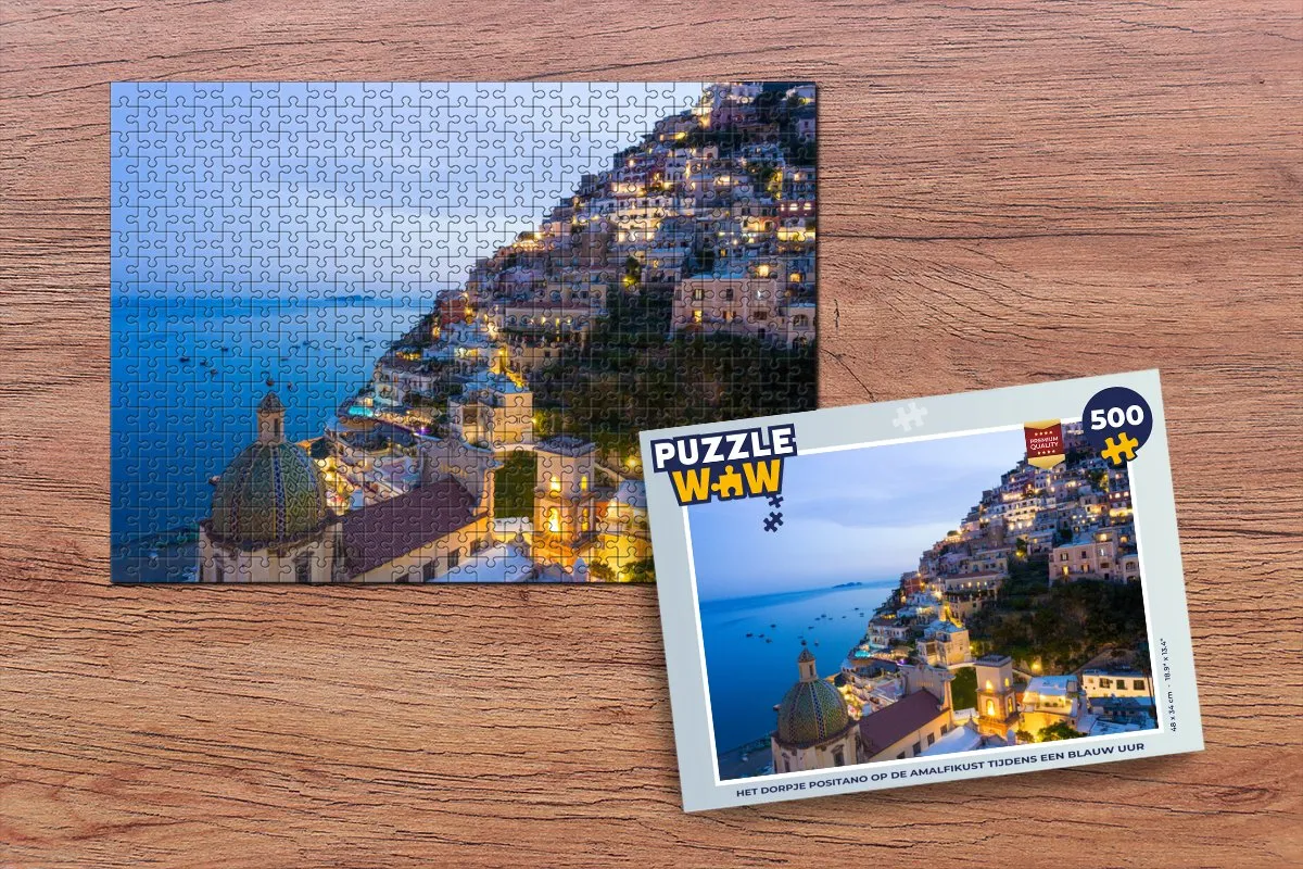 PuzzleWow Het dorpje Positano Legpuzzel 500 Stuks - Multicolor