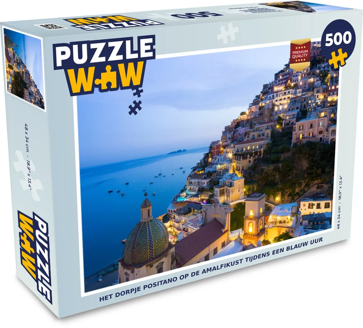 PuzzleWow Het dorpje Positano Legpuzzel 500 Stuks