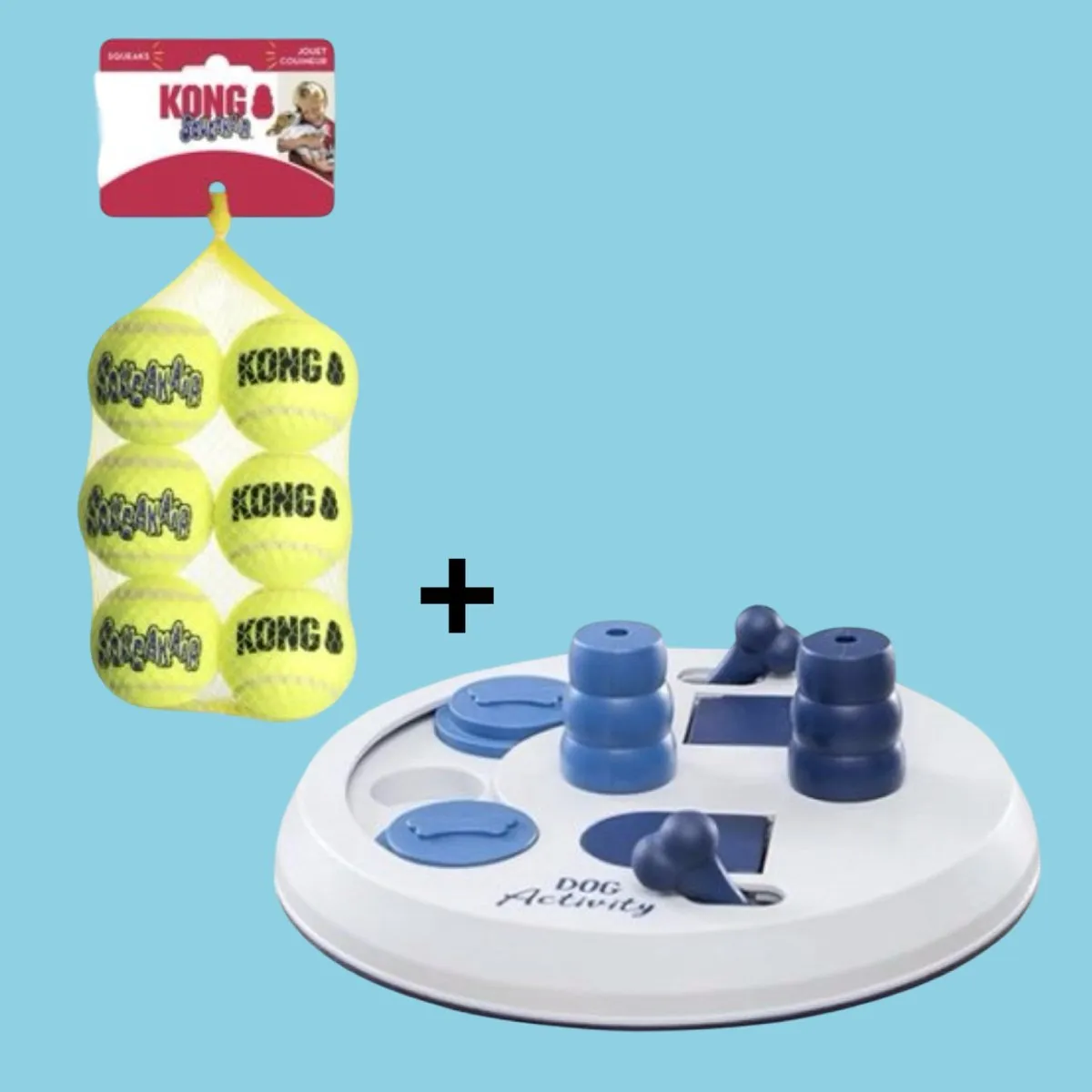 Combideal - Kong Squeakair Tennisbal Geel (6 Stuks) + Trixie Dog Activity Flip Board (23 CM)