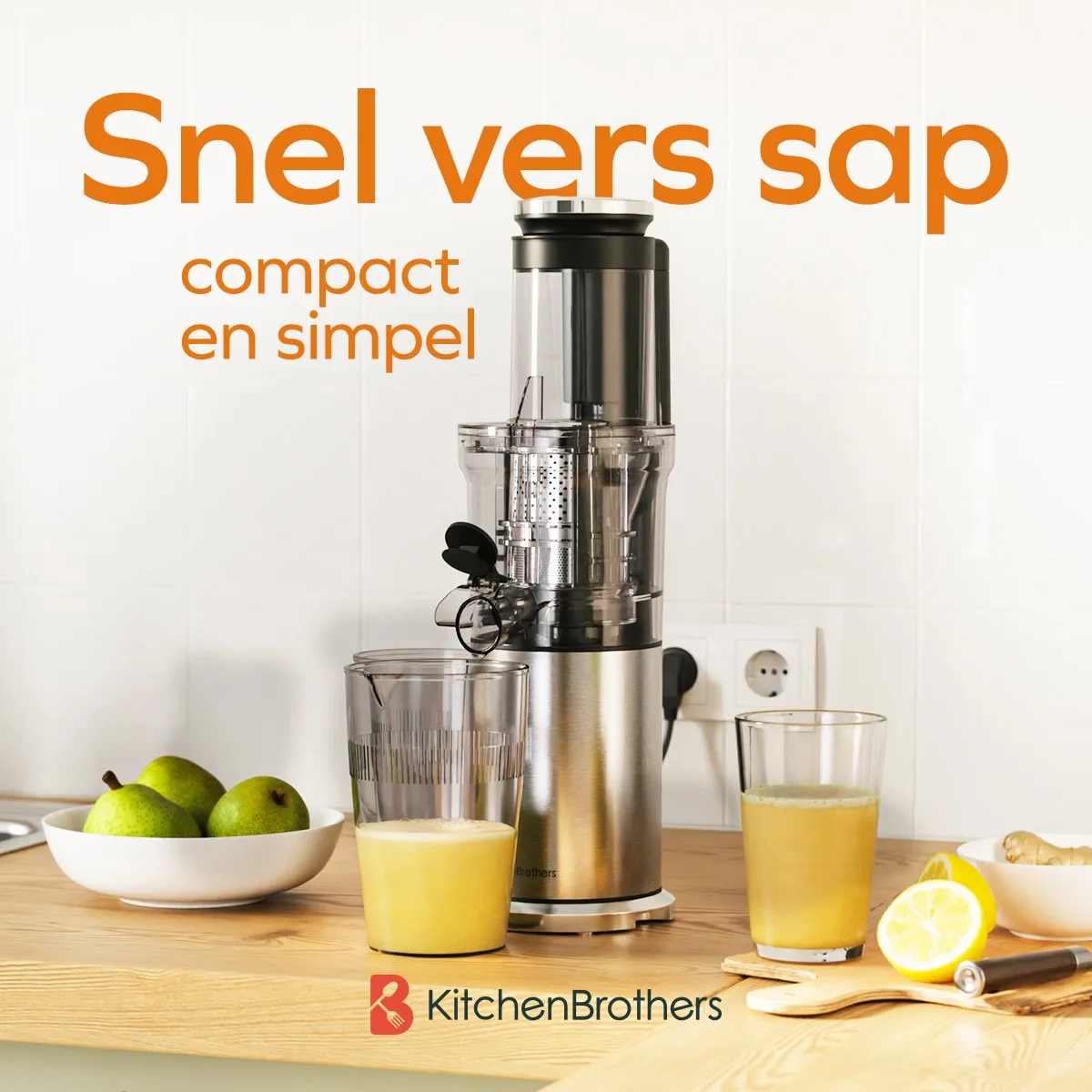 KitchenBrothers KB1004147 Slowjuicer 750ml - Grijs
