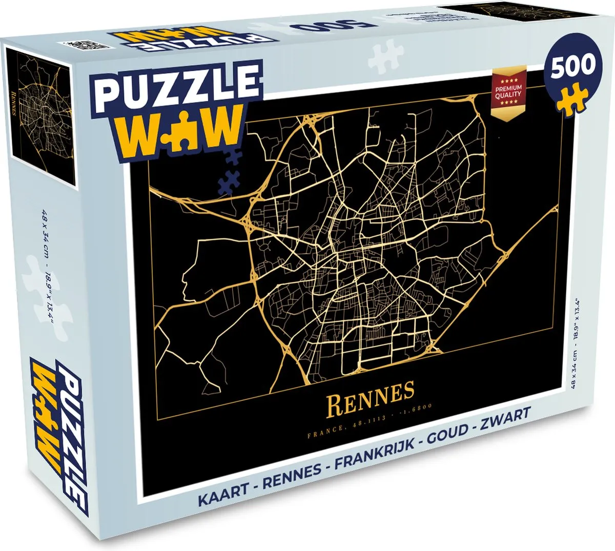 PuzzleWow Rennes Frankrijk Legpuzzel 500 Stuks - Multicolor