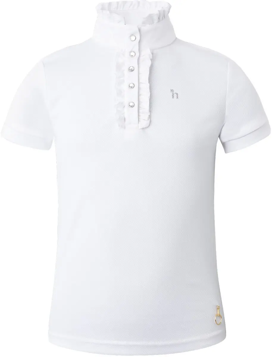 Horze Christel Geplooid Wedstrijdshirt, korte mouwen, kinderen, white, 146/152