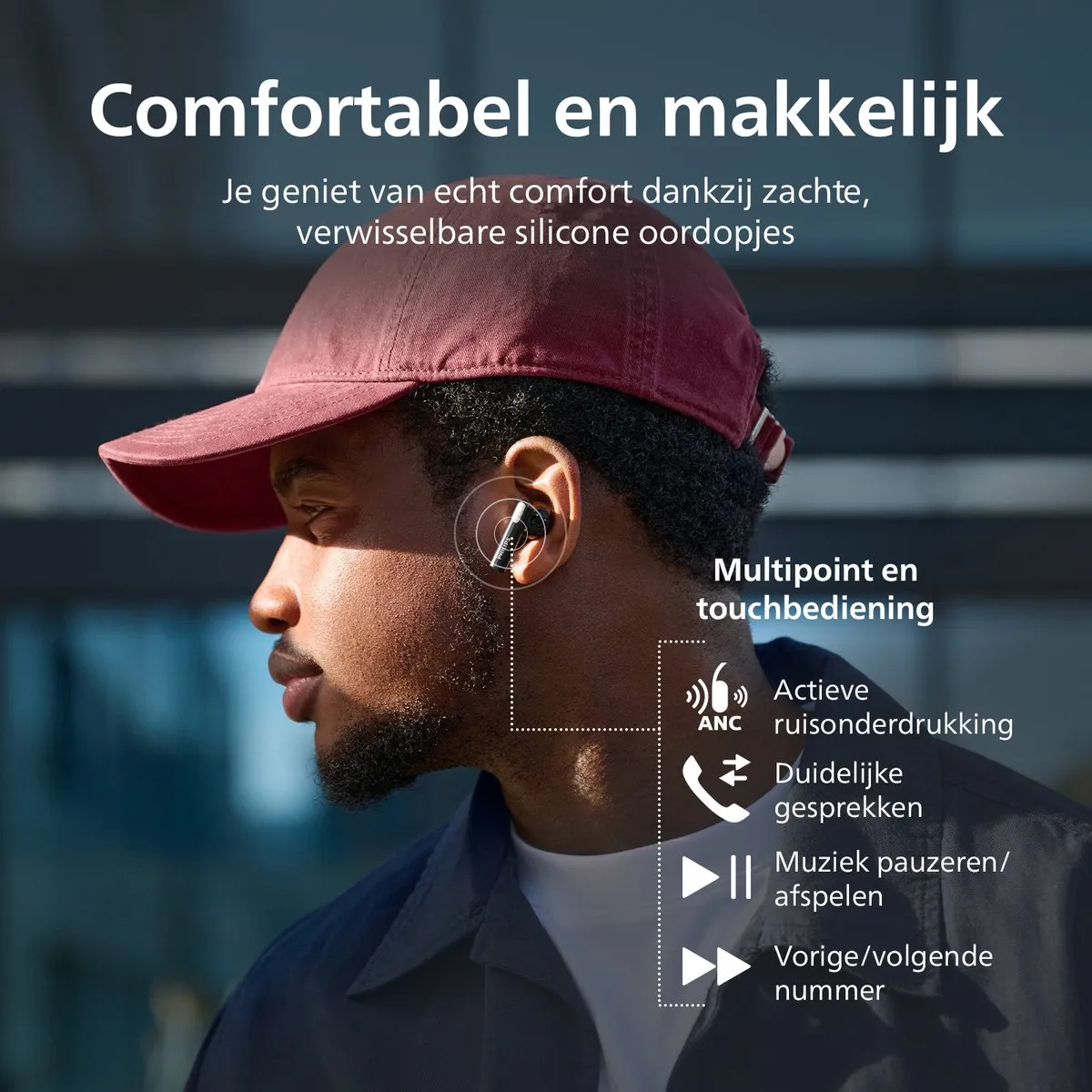 Philips TAT2520 TWS Oordopjes - ANC - 20 uur - Zwart