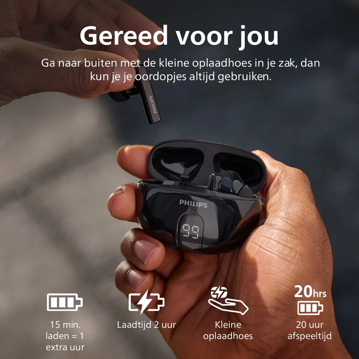 Philips TAT2520 TWS Oordopjes - ANC - 20 uur - Zwart - afbeelding 6 van 6