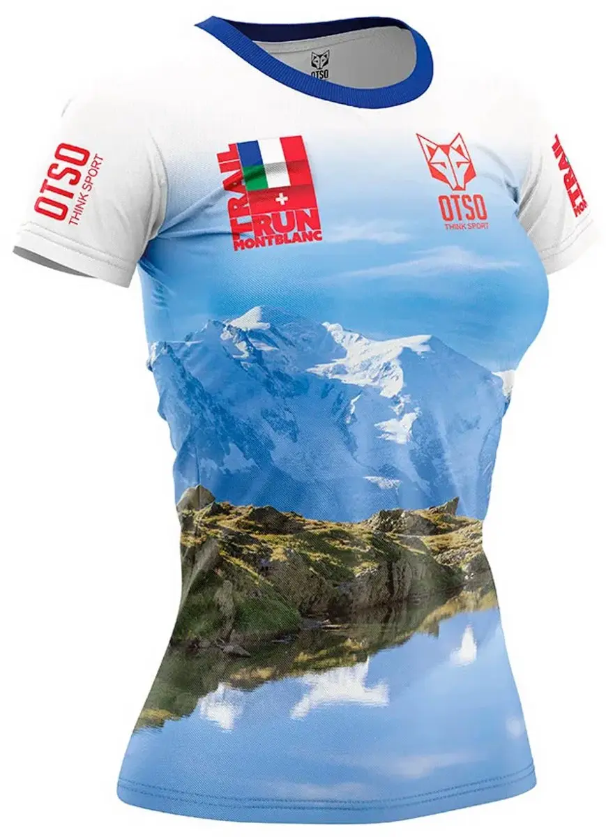 Otso Run Trail Montblanc 2024 T-shirt Met Korte Mouwen Blauw XS Vrouw