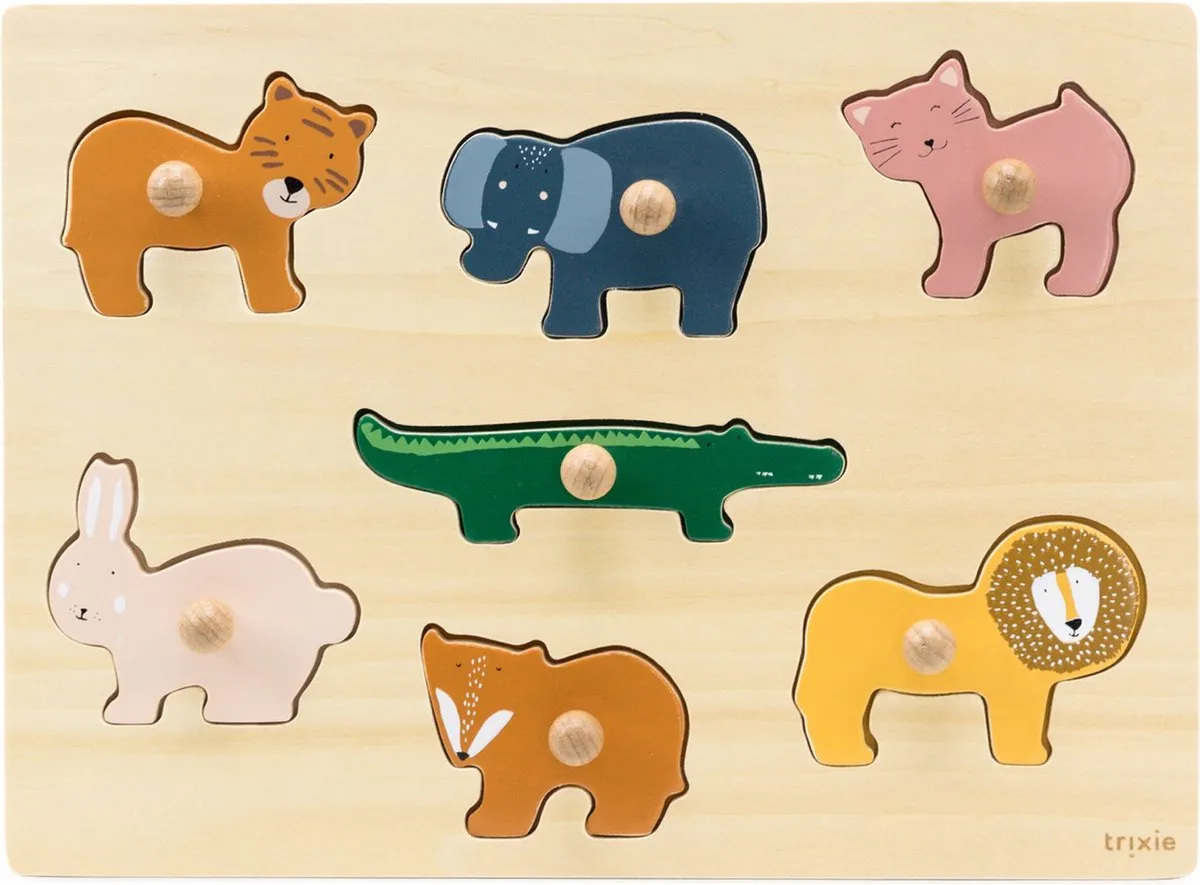 Trixie Houten Vormenpuzzel Dieren 7-delig - Multi