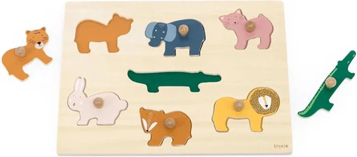 Trixie Houten Vormenpuzzel Dieren 7-delig - Multi