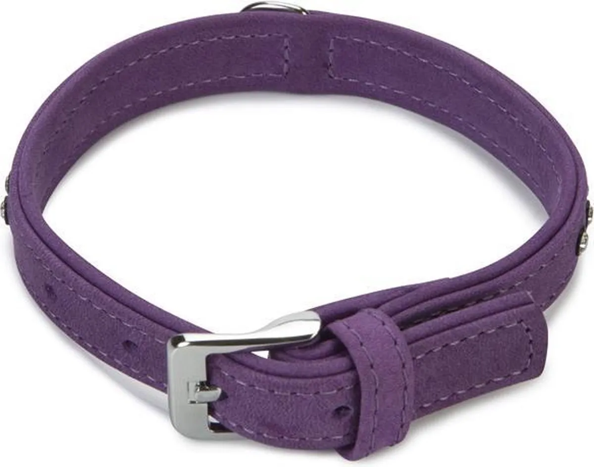 Beeztees Leren Halsband Buffalo Strass - Paars 35cm x 17mm