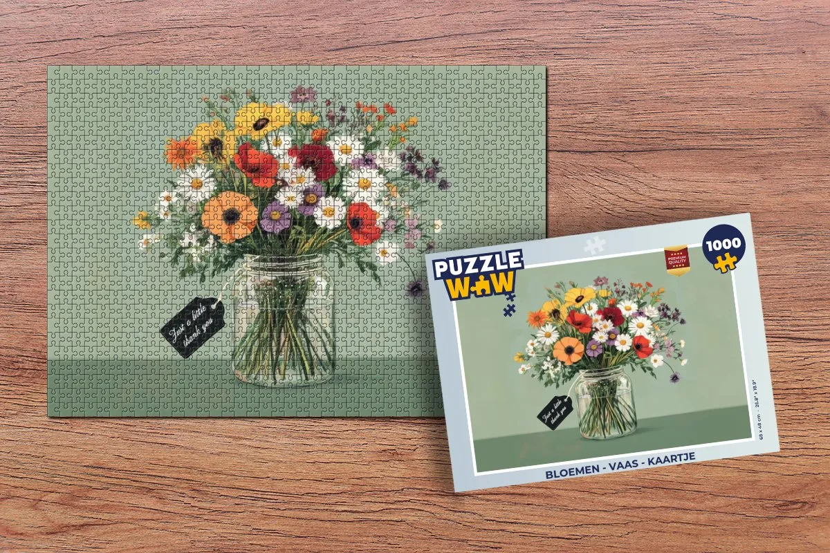 PuzzleWow Bloemen Vaas Legpuzzel 1000 Stuks - Boeket Groen